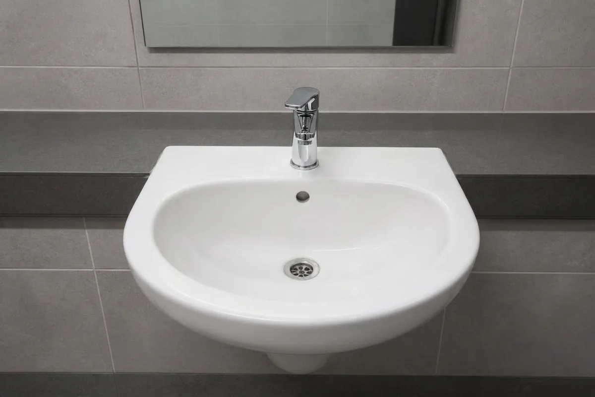 The same basin after corrective cleaning work was completed
