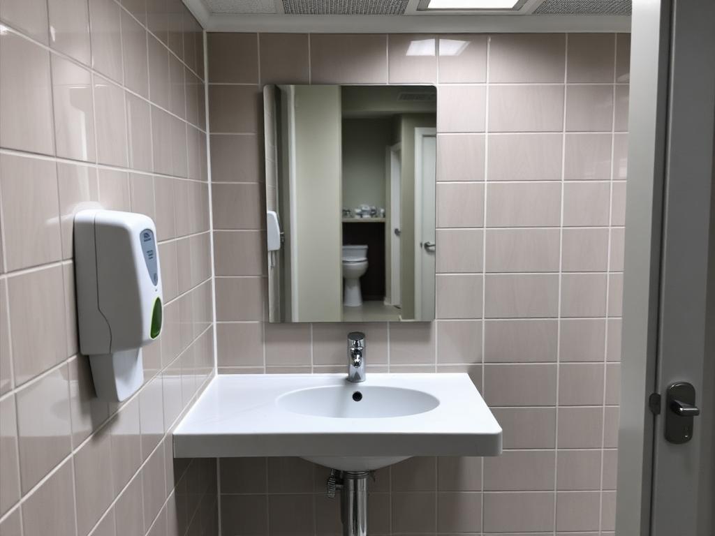 The same washroom basin cleaned, dried and free of marks